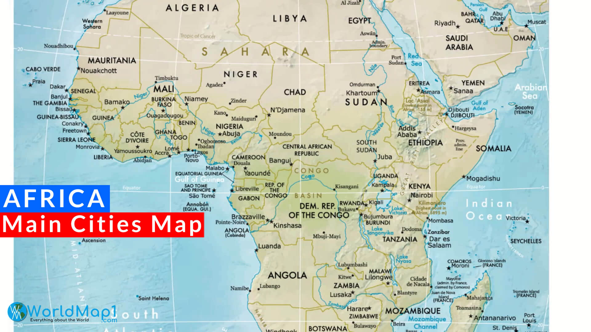 Africa Main Cities Map